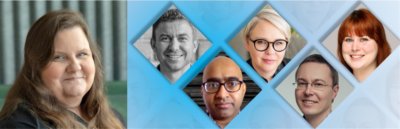 Cover June 2021 - Six authors with blue background